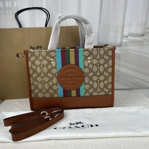 NWT Coach C5793 Dempsey Tote 40 In Signature Jacquard With Stripe And Patch